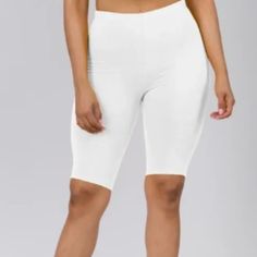 Nwt White High Rise Pull On Bike Too $Hort Shorts *Too $Hort Shorts-Only *High Rise Bike Shorts. *95%Cotton 5%Spandex.Made In Usa. ***Model Is Wearin Asmall Length 17" Inseam 7.5" Tags: Athletic, Athleisure, Sports, Gym, Workout, Exercise, Running, Yoga, Biking, Biker, Cycling Casual Spring Leggings With Built-in Shorts, Summer Leggings With Built-in Shorts, Stretch Biker Shorts For Summer Loungewear, Stretch White Athletic Shorts, White Stretch Athletic Shorts, Basic Fitted Biker Shorts For Loungewear, Casual Solid Color Summer Leggings, Casual Plain Color Summer Leggings, White Stretch Biker Shorts