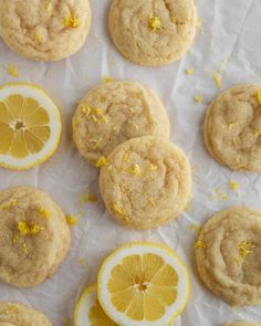 lemon cookies with one cut in half and the other whole