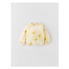 Sweatshirt With Round Neck And Long Sleeves. Buttoned Back Teardrop Closure. Playful Yellow Top With Cartoon Print, Yellow Letter Print Tops For Playtime, Long Sleeve T-shirt For Summer Playtime, Playful Printed Tops For Playtime, Playful Zara Top With Letter Print, Spring Printed Tops For Playtime, Playful White Zara Top, Cute Printed Tops For Playwear, Zara Cotton Tops For Playtime