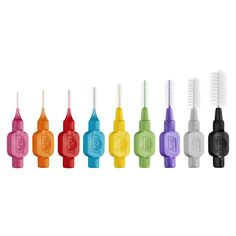 TePe Interdental brushes are small brushes specially designed to clean between your teeth, where a regular toothbrush does not reach. The wire holding the bristles is plastic coated and is safe to use around dental implants and natural teeth. The handle is short and broad for a steady grip. Interdental Brush, Gum Inflammation, Plaque Removal, Brush Cleaning, Gianfranco Ferre, Natural Teeth, Dental Floss, Sensitive Teeth, Personal Care Products