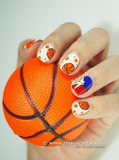 Basketball Nail Designs, Nail Designs Men, Basketball Nails, Gilas Pilipinas, Funky Nail Designs, Crazy Nail Art, Summer Nails Beach