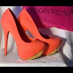 Coral And Gold. 6in Heel . Olive Heels, Ankle Cuff Heels, Pink Platform Heels, Snake Heels, Tie Heels, Beige Pumps, Leopard Print Heels, Black Platform Heels, Round Toe Pumps