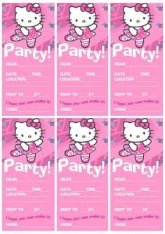 hello kitty birthday party ticket with pink background