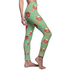 Embrace the holiday spirit with these delightful festive Gingerbread and Hot Chocolate Leggings! Adorned with a cheerful pattern of Gingerbread and Hot Chocolate, these leggings are sure to spread holiday cheer wherever you go.   .: 95% Polyester brushed suede 5% Spandex .: Skinny fit .: Tagless .: White thread color .: Runs true to size Fun Leggings, Winter Comfort, Legging Outfits, Holiday Magic, Womens Leggings, Best Leggings, Holiday Fashion, Leggings Fashion, Festival Wear