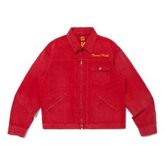 HUMAN MADE Zip-Up Work Jacket 'Red' HM27JK014 Red Jacket Outfit, Mechanic Jacket, Starting A Clothing Business, Street Style Jacket, Mechanics Jacket, Red Denim Jacket, Vintage Street Style, Worker Jacket, Human Made