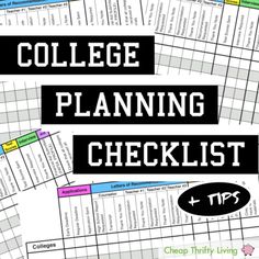 the college planning checklist is shown in black and white