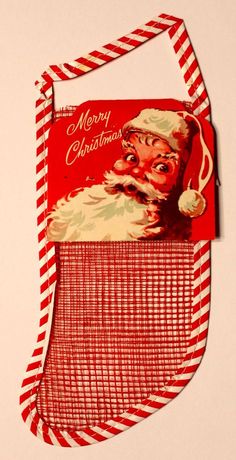 an old fashioned christmas stocking with santa claus