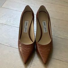 Size 37. Never Used Outside (Just Tried On). Brown Almond Toe Heels With Heel Tab, Luxury Brown Almond Toe Heels, Designer Brown Heels With Almond Toe, Jimmy Choo Shoes, Tan Brown, Chestnut, Jimmy Choo, Shoes Women Heels, Shoes Heels