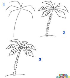 how to draw a palm tree step by step for kids with easy steps and instructions