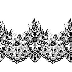 a black and white lace border with flowers on it's edges, in the shape of an ornate design