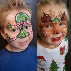 Christmas Tree Face Paint, Santa Face Paint, Elf Face Paint, Kids Halloween Face, Halloween Makeup For Kids