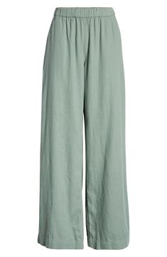 Cut from a breezy linen blend with a high waist and wide legs, these pull-on pants are a cool remake of a closet classic. Style Name:Caslon Wide Leg Pull-On Pants (Regular & Petite). Style Number: 6171711. Non-stretch Linen Wide Leg Pants For Spring, High-waisted Wide Leg Pants For Spring Loungewear, Non-stretch Linen Wide Leg Pants For Loungewear, Spring Linen Wide-leg Bottoms, Linen Wide-leg Pants For Spring, Spring Wide-leg Pants For Daywear, Wide Leg Linen Bottoms For Spring, High-waisted Linen Wide Leg Pants For Daywear, Spring Wide Leg Pants With Elastic Waistband For Daywear