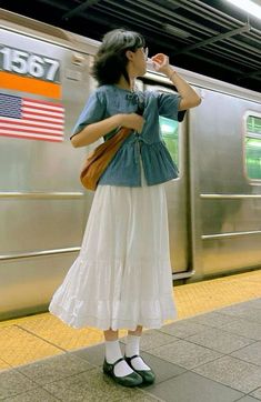 #flats #skirtfashion #bagsandpurses #subway #coquetteaesthetic #miffy #shorthaircut Styling A Yellow Skirt, Spring 2024 Aesthetic Outfits, Midi Dress With Shirt Underneath, Japanese Tourist Outfit, Weird But Cute Outfits, Grandma Inspired Outfits, Library Outfits Aesthetic Summer, Cute Japan Outfits, Modest Japanese Outfits