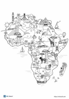 Africa map coloring pages Africa Coloring Pages, Africa Activities For Kids, Map Coloring Pages, Africa Drawing, Toddler Drawing, Africa Continent, Africa Day