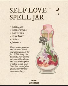 Self Love Spell Jar, Love Spell Jar, Self Love Spell, Rooted In Love, Shadow Book, Hoodoo Oils, Witch Rituals, Casting Spells