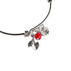 Feed your adventure with this apple themed adjustable bangle bracelet.  A delicately handcrafted combination of silver plated bangle bracelet, apple charm, red Czech glass bead, and hand stamped tag featuring a heart and American flag.  These are perfect for stacking. Check out my other bangle options in the 4th photo for double up options.  Free shipping for all US orders. Interested in discount?? Go here to join the my VIP group the, Seekers Guild, and get your exclusive discount code: bit.ly/unlock20 What's the Seekers Guild?? It's the M&P exclusive club for old time-y souls. Get free shipping, ahead-of-the-crowd updates, secret deal exclusives, and a treasure map of event locations throughout the year.  All bracelets travel from me to you in luxury. They are shipped gift ready (whether Pearl Quotes, The Seekers, Stamp Tag, Bullet Necklace, Chainmail Jewelry, Necklace Quotes, Bullet Jewelry, Adjustable Bangle Bracelet, Diy Teacher Gifts