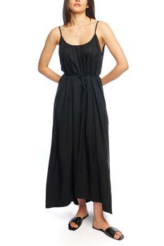 Are you looking for the perfect lightweight dress? this adjustable maxi dress is just the one! it features a gorgeous open scoop-back and adjustable spaghetti straps. gather the dress at your waist with a removable tie-belt.    materials    100% lyocell    care    hand wash cold. do not bleach. line dry. iron low heat.    sizing    model is 5'9 and wearing a size small Belt Tying, Lightweight Dress, Caicos Islands, Guinea Bissau, High Low Hem, Tie Belt, Trinidad And Tobago, High & Low, High Low