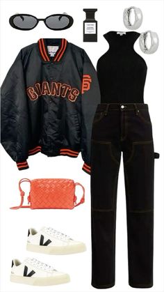 Chic Nfl Game Outfit, Cold Nfl Game Outfit Winter, Giants Game Outfit San Francisco, Sf Giants Game Outfit, Nhl Outfit Ideas Woman, Casual Gameday Outfit, Comfy Game Day Outfit, Trendy Baseball Game Outfits, San Francisco Giants Outfit Woman