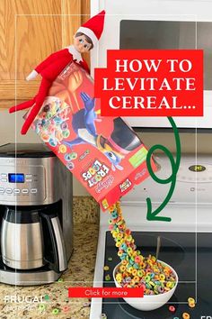 Elf On The Shelf Ideas With Advent Calendar, Elf On The Shelf Floating Cereal, Best Elf On Shelf Ideas, Elf On The Shelf In Disney World, Elf On The Shelf 3d Print Accessories, Elf Cereal Trick, Elf On The Shelf 3 More Days, Elf In Cereal, Elf On The Shelf Ideas Cereal