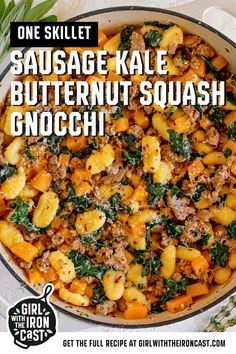 one skillet sausage kale butternut squash gnocchini with spinach