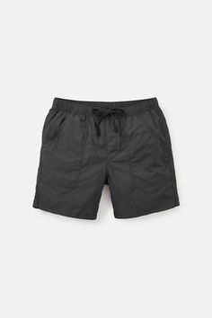 Inspired by one of our original 1970's walk-short designs, the Trails Nylon Short is the newest addition to our trunks collection. The Trails Nylon Shorts are made from 100% Nylon for a lighter weight than our other Trails Shorts. 100% nylon fabric Front patch pockets Back velcro pocket Faux fly 17" outseam Model is 6’0, 170lbs and wears a size M | TRAILS NYLON SHORT Men's Size Medium in Black by Katin