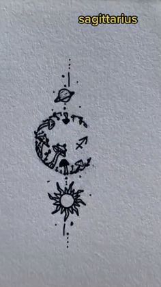 a drawing on the side of a wall with birds flying around it and stars in the sky