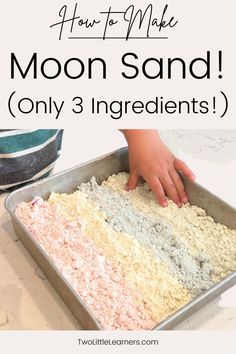 Read all about a moon sand recipe and moon dough recipe. Learn about this taste safe sensory play idea and sensory activity for toddlers. Find out more about how to make moon sand at twolittlelearners.com Fantasy Tea Party