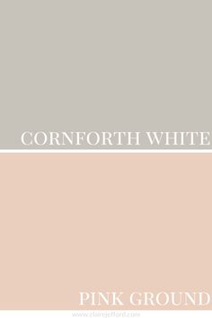 two different shades of pink and gray with the words, cornforth white on them