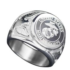 United States Special Forces Men's Signet Rings Metals Type: STAINLESS STEEL Gender: Men Material: Metal Occasion: Anniversary Setting Type: None Function: None Fine or Fashion: Fashion Style: Classic is customized: Yes Compatibility: All Compatible Rings Type: Cocktail Ring Shape\pattern: Peace Model Number: LR1003 Surface Width: 18mm / 0.71 inch Item Type: Rings Ring Color: silver Ring Weight: 17.8g / 0.04 lbs Ring Size: 7/8/9/10/11/12/13 Ring wide: 18mm Pattern: marine corps, army, navy reserve, police officer, air force, fire dept. Key words: Military Ring Marine Corps Rings, Navy Rings, Peace Ring, Military Memorabilia, Signet Ring Men, United States Marine, United States Marine Corps, Signet Rings, Army Men