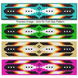 three rows of beading patterns with different colors and shapes, each showing the same pattern