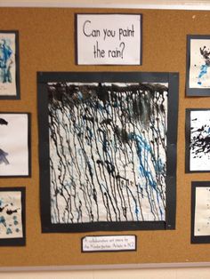 a bulletin board with pictures and writing on it that says can you paint the rain?