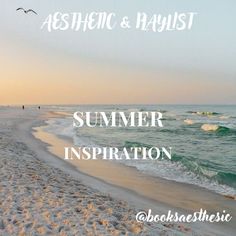 the beach is covered in white sand and has words above it that read, aesthetic & maybest summer inspiration