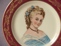 a plate with a portrait of a woman on it