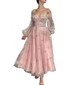 PRICES MAY VARY. Flower Lace Pink Tulle Prom Dresses Imported Drawstring closure [Features]: Tea Length Pink Flower Pattern Embroidery Lace Puffy Long Sleeve Empire Waist Short Cross V-Neck Tulle Prom Dress. Marvellous flower embroidery lace all over the fabric, wearing one of these Fivsole ball gowns, you would feel like being the fairy who calls on the rising of Spring sprouts~Lightweight, Breathable, Built-in bra, Adjustable Lace-Up Back. Size&Length Customization Supported [Material]: Tulle Coquette Theme, Outfits For Occasions, Tulle Pink, Sleeve Prom Dresses, Flower Prom Dress, Off Shoulder Evening Dress, Tulle Prom Dresses, Occasion Dresses Wedding Guest