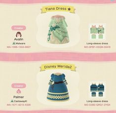 an info sheet showing the different items for princess merida's dress up game