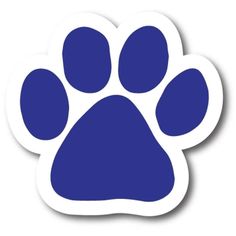 a blue paw sticker on a white background