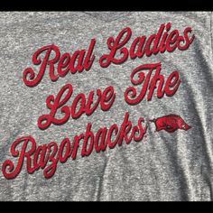 Real Ladies Love The Razorbacks V-Neck T-Shirt Med Super Cute Way To Support Your Arkansas Razorbacks Brand: Gen 2 Team: Arkansas Razorbacks Size: Medium Bust Measures 15 Inches Across The Front And About 24 Inches Long, Down The Center Back New With Tags Arkansas Razorbacks, Arkansas, V Neck T Shirt, Super Cute, Womens Tops, Tops & Tees, Size Medium, V Neck, Tags