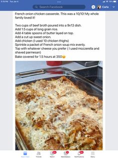 an image of a casserole dish on facebook