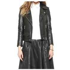 WOMEN GENUINE LAMBSKIN LEATHER BIKER JACKET BLACK ZIPPER BIKER JACKET A womens lambskin leather jacket for sale is a timeless piece of clothing that can make any woman look stylish and cool. If you're thinking of investing in best lambskin leather jackets for women , be sure to choose one that fits you well and flatters your body shape. With the womens lambskin leather jacket customized , you'll be able to create endless looks that will keep you looking sharp all season long. Item Specifications Black Leather Jacket With Zip Fly For Fall, Sleek Long Sleeve Leather Jacket For Fall, Jacket Customized, Lambskin Leather Jacket, Black Aviators, Aviator Jackets, Leather Biker Jacket, Leather Motorcycle Jacket, Look Stylish