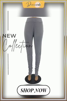 Autumn Sweatpants Women Joggers Stacked Leg Pants Gray Stretch Straight Pants, Trendy Fitted Loungewear Bottoms, Gray High-waist Stretch Sweatpants, Gray Stretch High Waist Sweatpants, High Waist Stretch Gray Sweatpants, Trendy Gray Leggings For Spring, Gray Stretch High-waist Sweatpants, Stretch High Waist Gray Sweatpants, Gray Stretch Long Pants