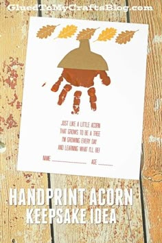 handprint acorn keeps the kids warm and cozy in their fall leaves with this printable