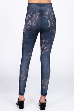 Made in the USA, our super soft printed leggings are America's favorite! Our high waist leggings feature M.Rena's iconic tummy control waistband with an exclusive print you won't find anywhere else. A washed-denim jean print featuring with a bleach-dye inspired motif in blossoms. Non-stretch Full Length Leggings For Fall, Trendy Tight Footless Leggings, High Waist Leggings For Yoga In Fall, High Waist Leggings For Fall Yoga Sessions, Stretch Floral Print Pants For Fall, Fall Loungewear Bottoms With Graphic Print, Graphic Print Loungewear Bottoms For Fall, Graphic Print Fall Loungewear Bottoms, Spring Graphic Print Stretch Activewear