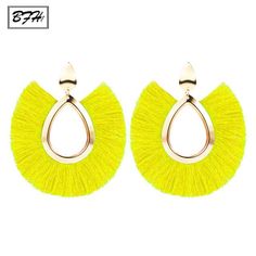 BFH Bohemian Big Tassel Drop Earrings For Women Lady Female – ZiiShop Summer Fringe Drop Earrings, Yellow Fringe Tassel Earrings, Chic Summer Fringe Jewelry, Summer Gold Tassel Earrings, Gold Bohemian Tassel Earrings For Spring, Yellow Fringe Earrings For Summer, Yellow Fringe Earrings For Beach, Gold Tassel Drop Earrings For Summer, Trendy Gold Tassel Earrings For Summer