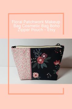 This pretty makeup bag is perfect for the floral-loving fashionista in your life. It's handmade with patchwork fabric in a boho chic style, and it's big enough to fit all your essential makeup products and more. Plus, the zipper closure ensures everything stays securely in place. So whether you're headed to the gym or traveling, this makeup bag is a must-have. Essential Makeup Products, Patchwork Makeup, Essential Makeup, Boho Chic Style, Floral Patchwork, Patchwork Fabric