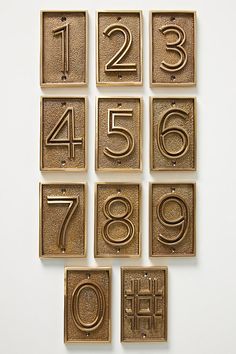 the numbers are made out of bronze metal