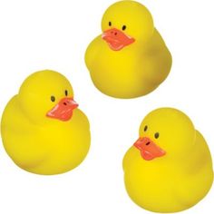 three yellow rubber ducks sitting next to each other