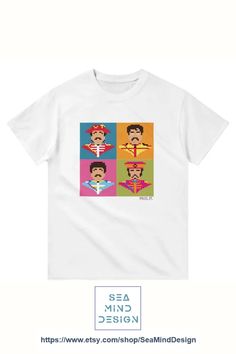 the beatles t - shirt is shown with an image of four men in different colors