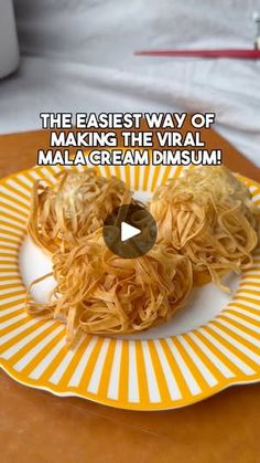 a plate with noodles on it and the caption reads, the fastest way of making the vral malaysia cream dimsum