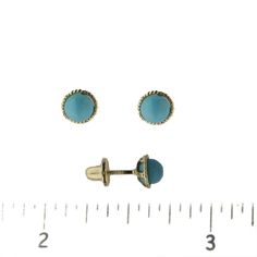 18k yellow gold turquoise paste stud bezel screwback earringsAmalia J. & Boutique Earrings Turquoise Cabochon Earrings For Formal Occasions, Formal Turquoise Round Earrings, Turquoise Round Birthstone Earrings, Turquoise Birthstone Round Earrings, Classic Blue Nickel-free Earrings, Screw Back Earrings, Boutique Jewelry, Turquoise Beads, Solid Yellow