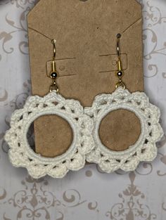 Beautiful crochet earrings. Complete your outfit with these casual earrings. Handmade Casual Hoop Earrings, Handmade Casual Hoop Earrings As Gift, Casual Handmade Hoop Earrings As Gift, Casual White Drop Earrings, Crochet Dangle Jewelry, Handmade Casual Drop Earrings, White Crochet Dangle Earrings, Elegant Crochet Dangle Earrings, Bohemian White Crochet Earrings